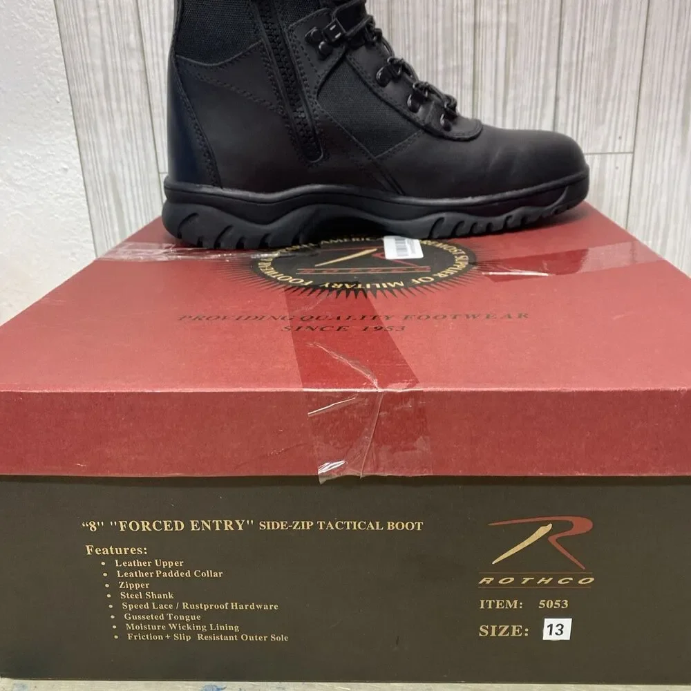 Rothco Mens Military Forced Entry Side Zip Tactical Boots Sz 13 5053 Black
